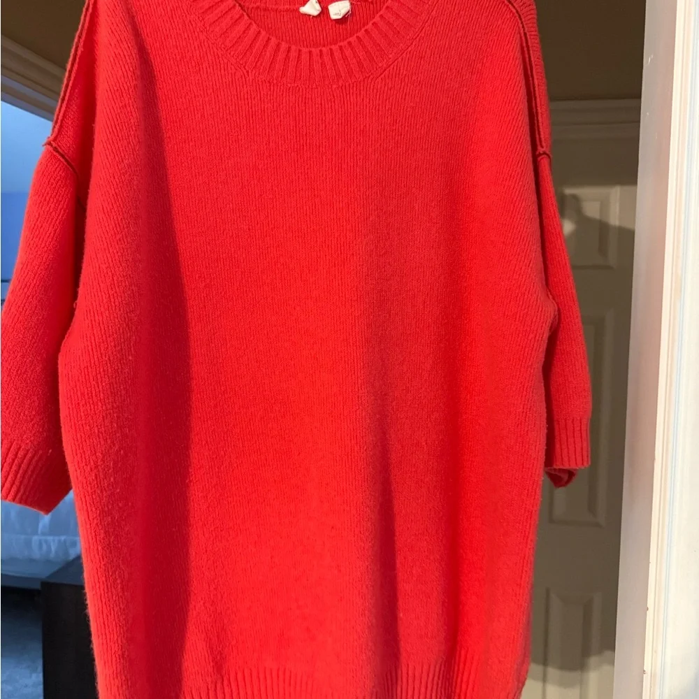 Anthropologie Moth Vibrant Red Crew Neck Sweater - Picture 1 of 3